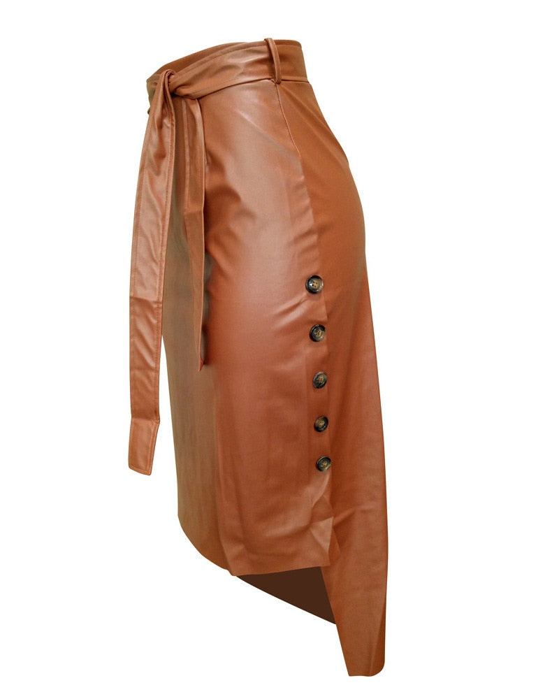 PU Leather Pencil Skirt